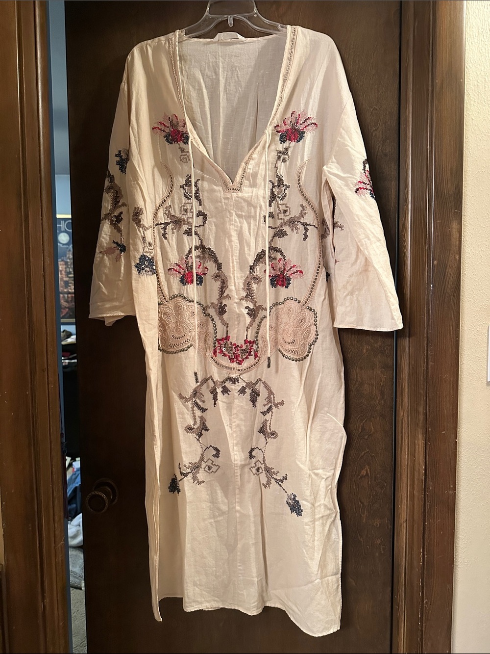 Zara Cream Beaded Maxi Dress
